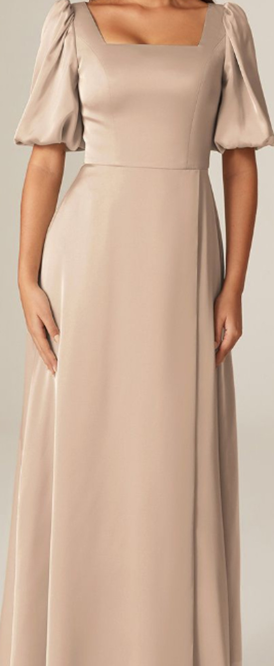 FORMAL PARTY AW SZ 6 S Taupe Etta Satin Prom Party A-line Maxi Dess New b38